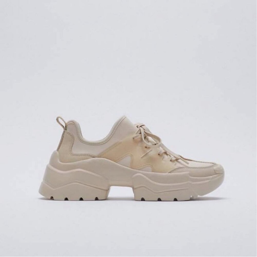 Zara Neoprene Beige Trainers Sneakers